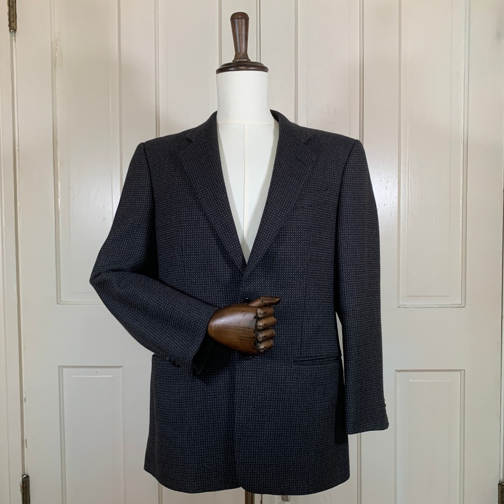 Armani Collezioni Blazer Mens 40C Gray Wool Made Italy Micro Pattern Sport Coat